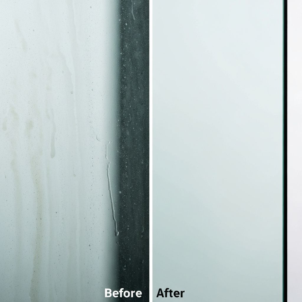Professional glass restoration showing crystal clear result