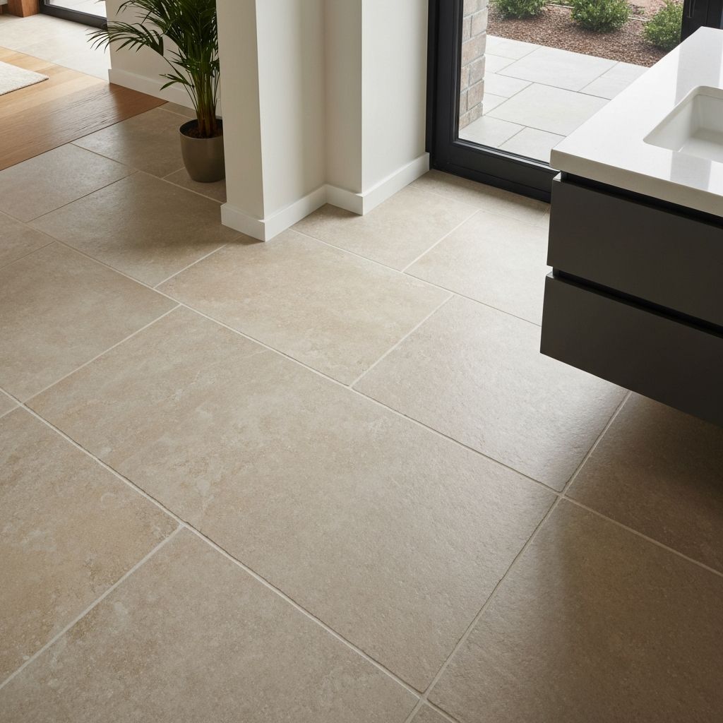 Beautifully sealed stone floor tiles with clean grout lines